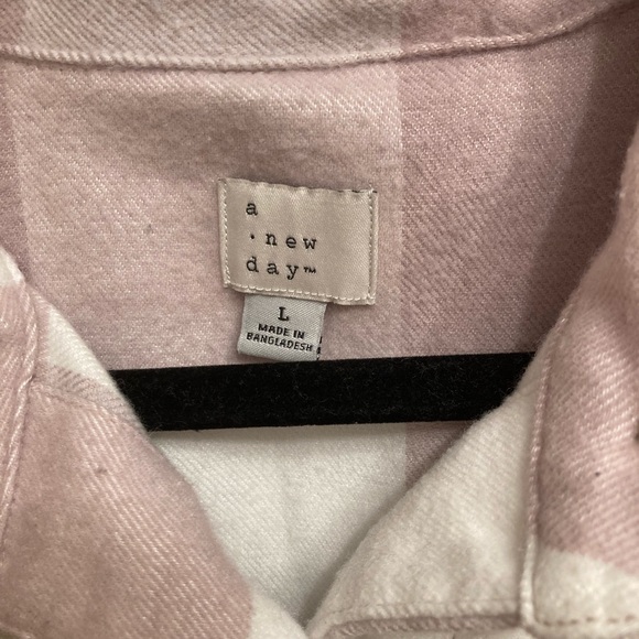 A New Day Women’s Pastel Pink Buffalo Plaid Shirt Jacket - Size Large - Picture 3 of 5